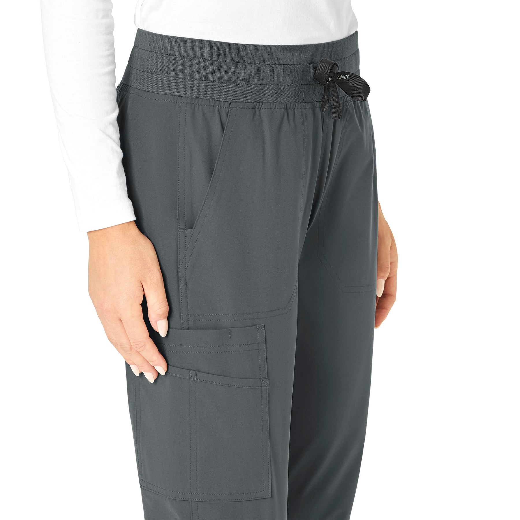Force Essentials Women's Jogger Scrub Pant Pewter hemline detail