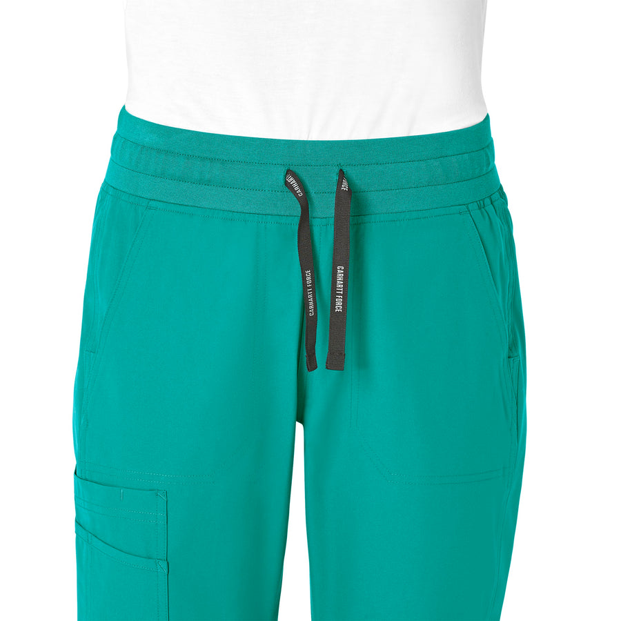 Force Essentials Women's Jogger Scrub Pant Teal Blue front detail