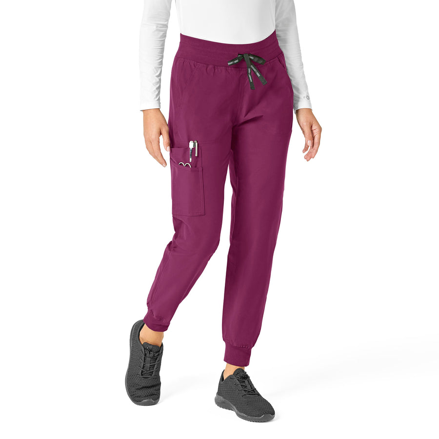 Force Essentials Women's Jogger Scrub Pant Wine side view