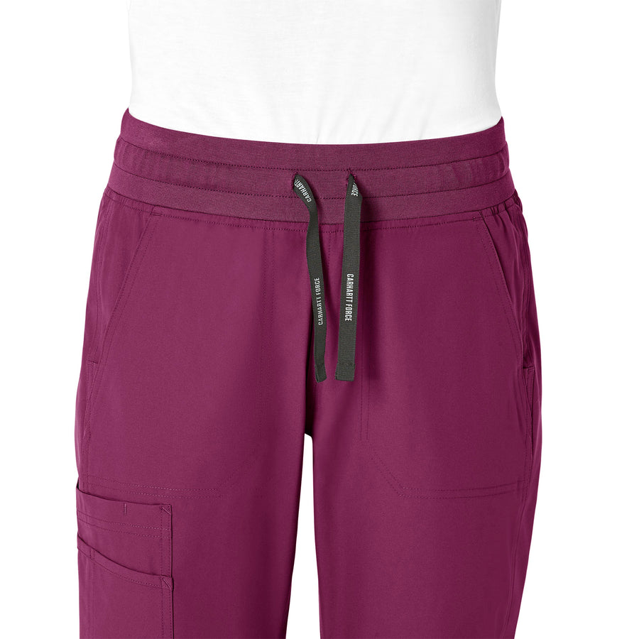 Force Essentials Women's Jogger Scrub Pant Wine front detail