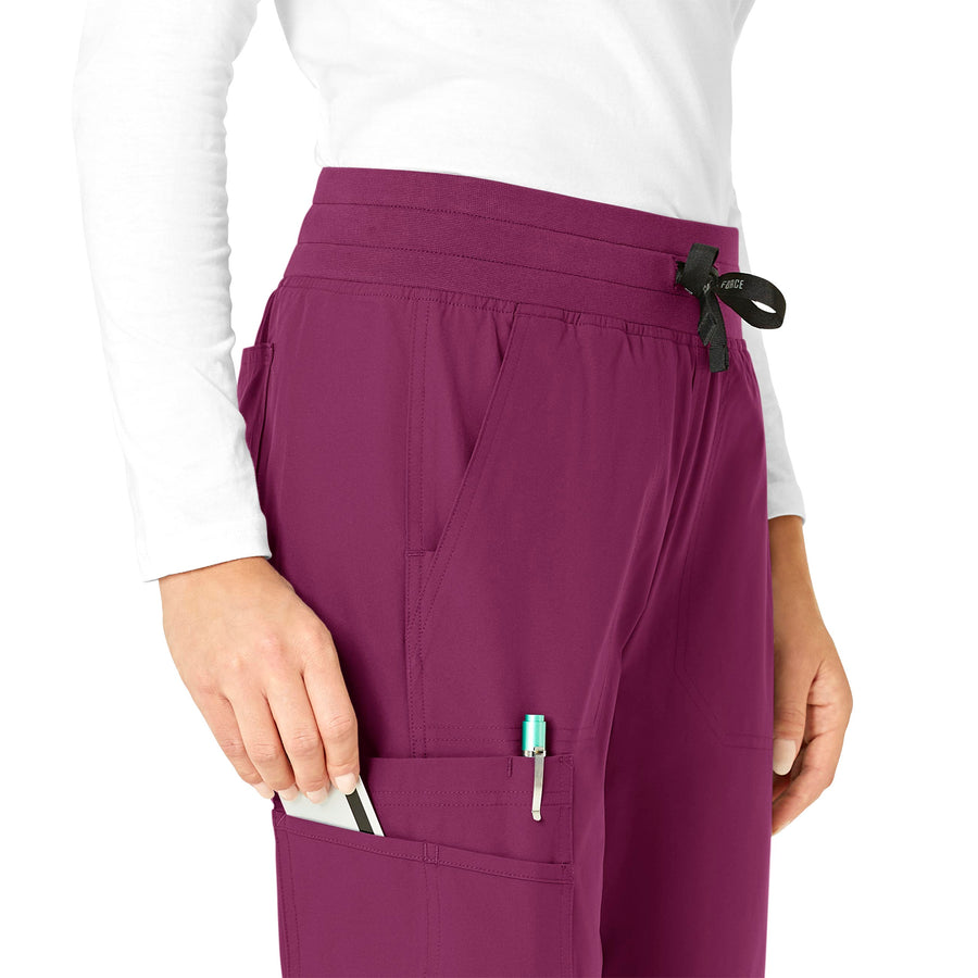 Force Essentials Women's Jogger Scrub Pant Wine side detail 2