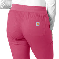 Rugged Flex Ripstop Women's Utility Cargo Scrub Pant Fuschia Red back detail