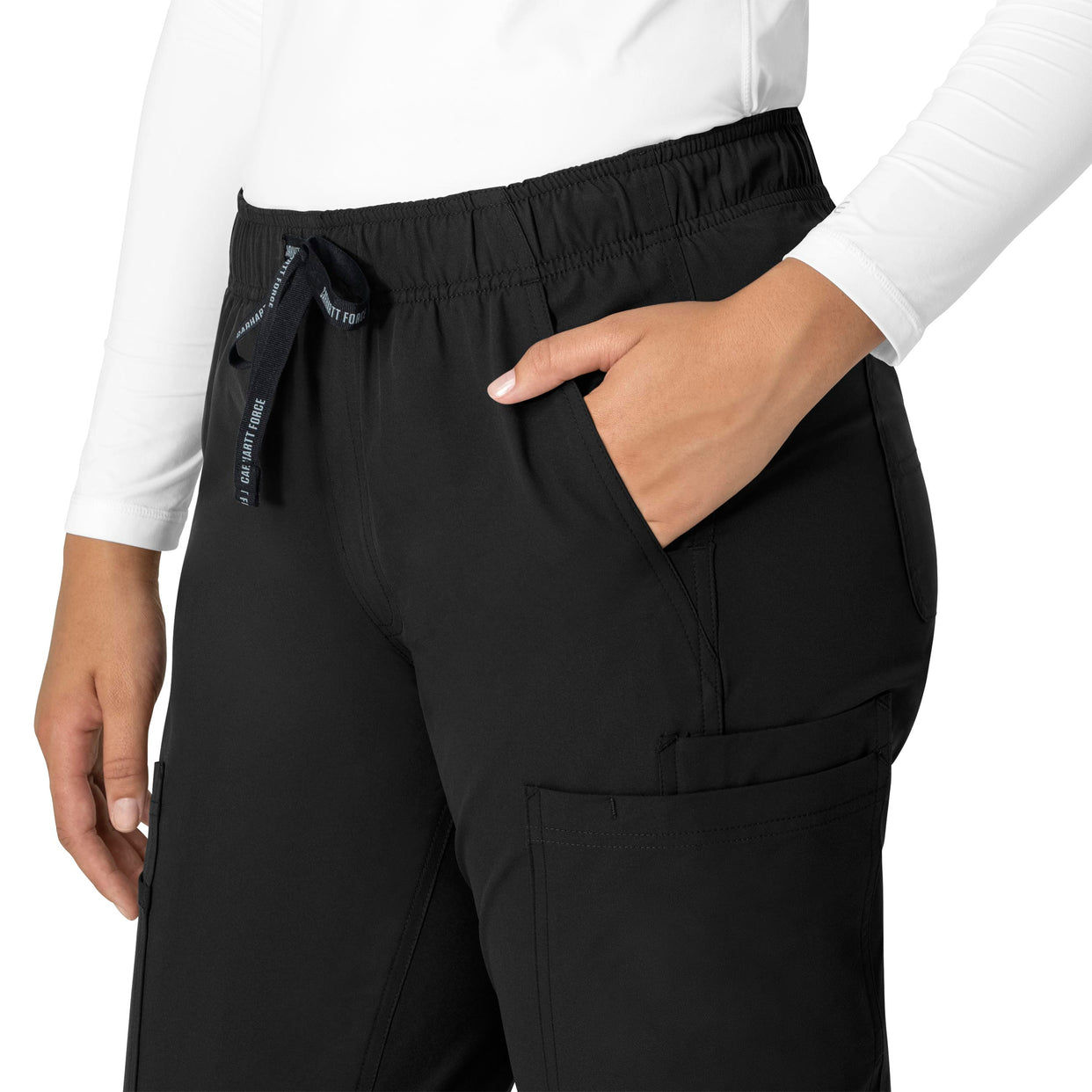 Force Essentials Women's Straight Leg Scrub Pant Black side detail 1