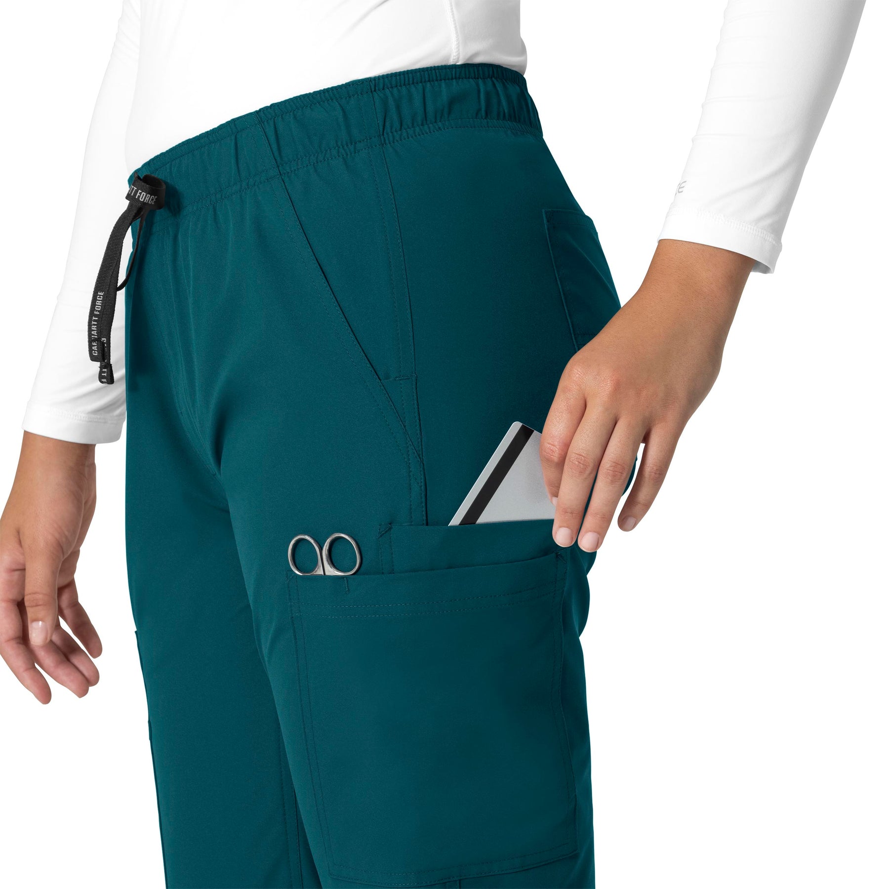 Force Essentials Women's Straight Leg Scrub Pant Caribbean Blue side detail 2