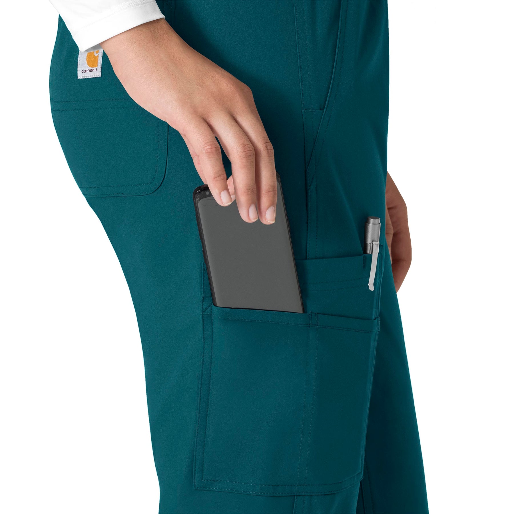 Force Essentials Women's Straight Leg Scrub Pant Caribbean Blue hemline detail