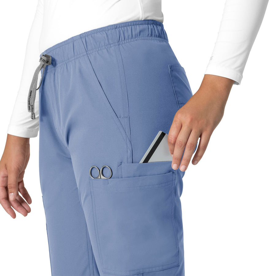 Force Essentials Women's Straight Leg Scrub Pant Ceil Blue side detail 2