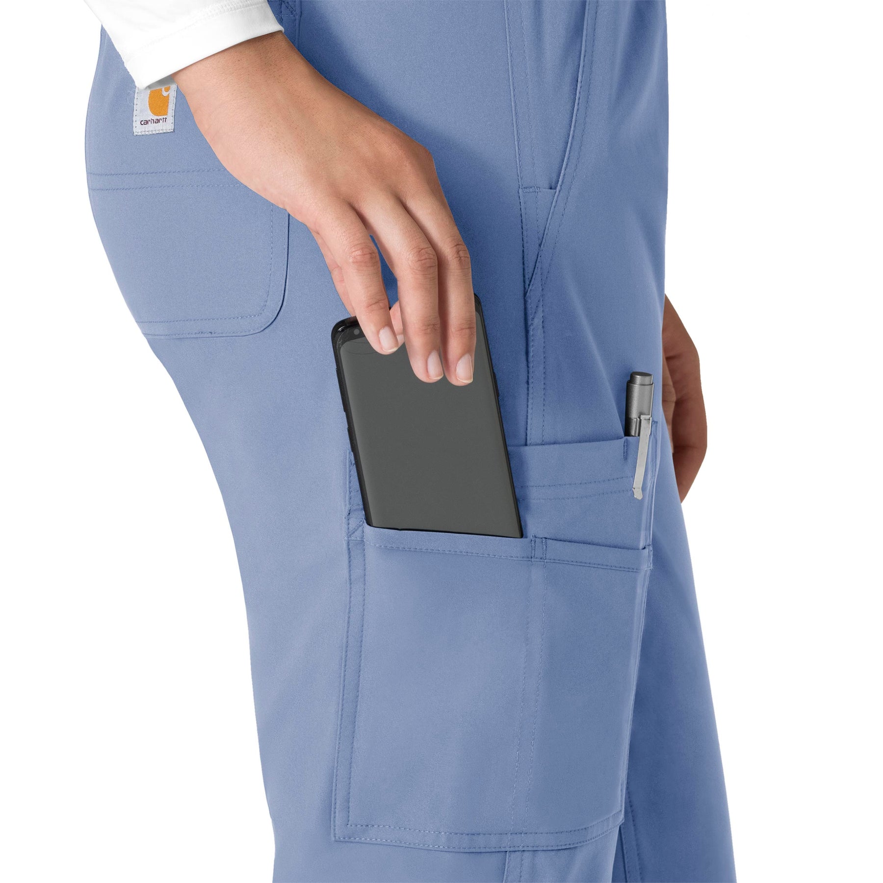 Force Essentials Women's Straight Leg Scrub Pant Ceil Blue hemline detail