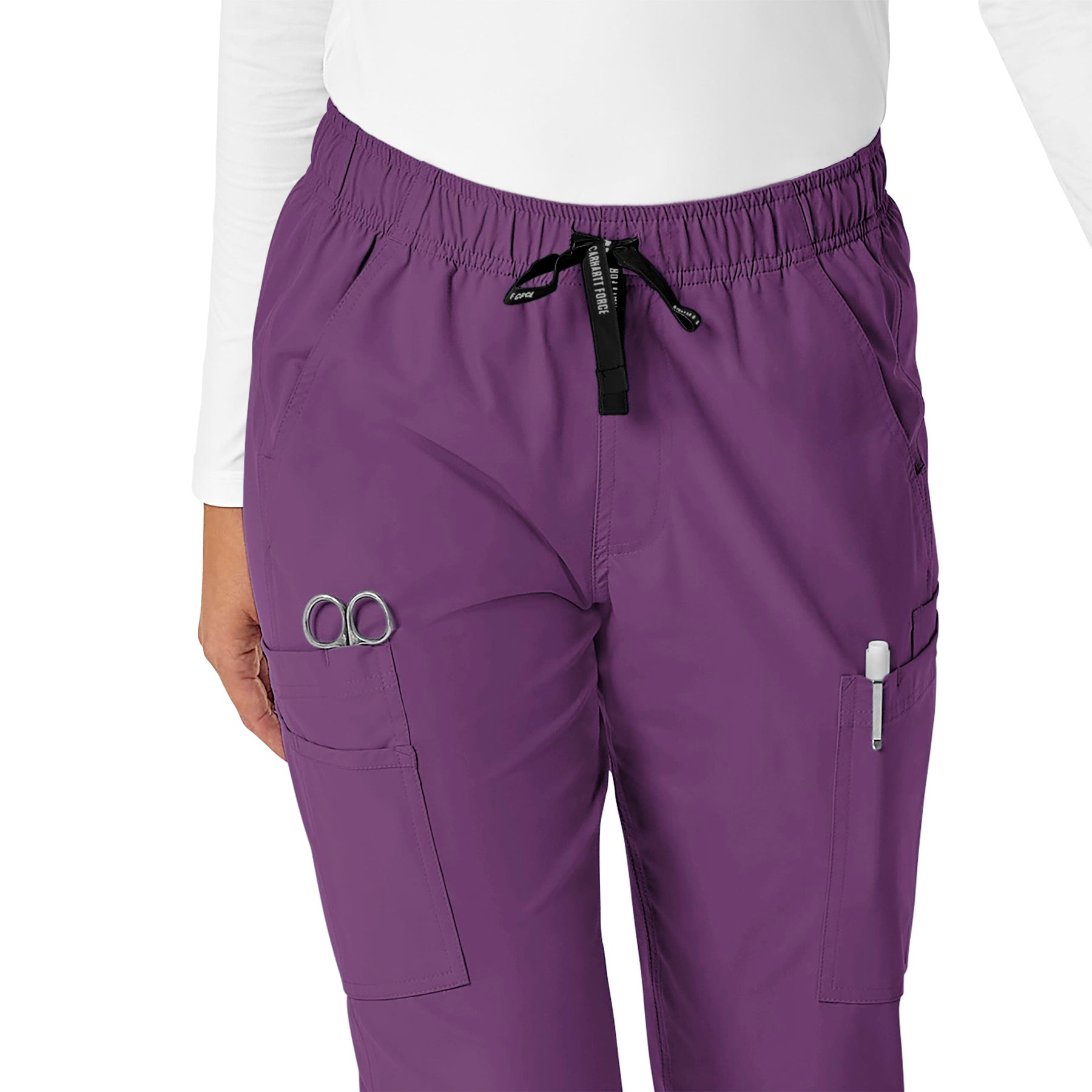 Force Essentials Women's Straight Leg Scrub Pant Eggplant front detail