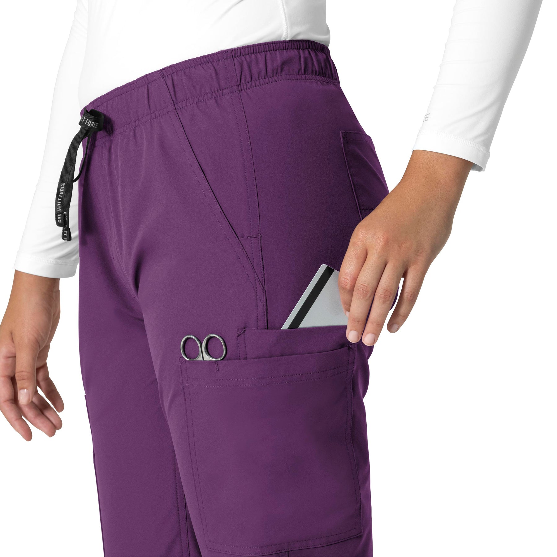 Force Essentials Women's Straight Leg Scrub Pant Eggplant side detail 2