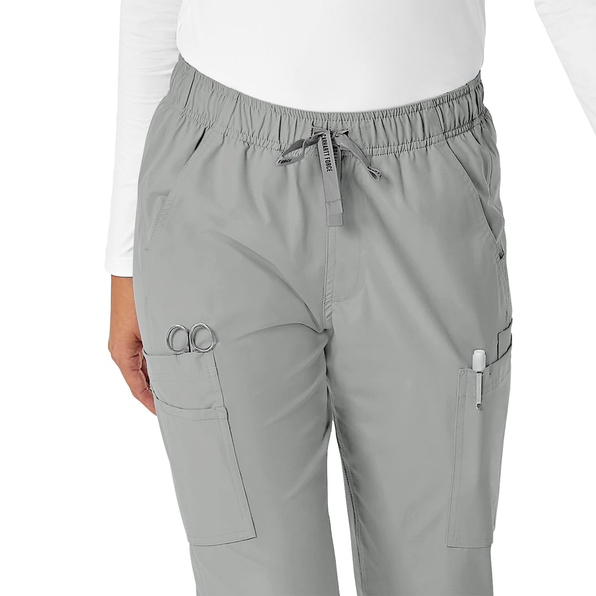 Force Essentials Women's Straight Leg Scrub Pant Grey front detail