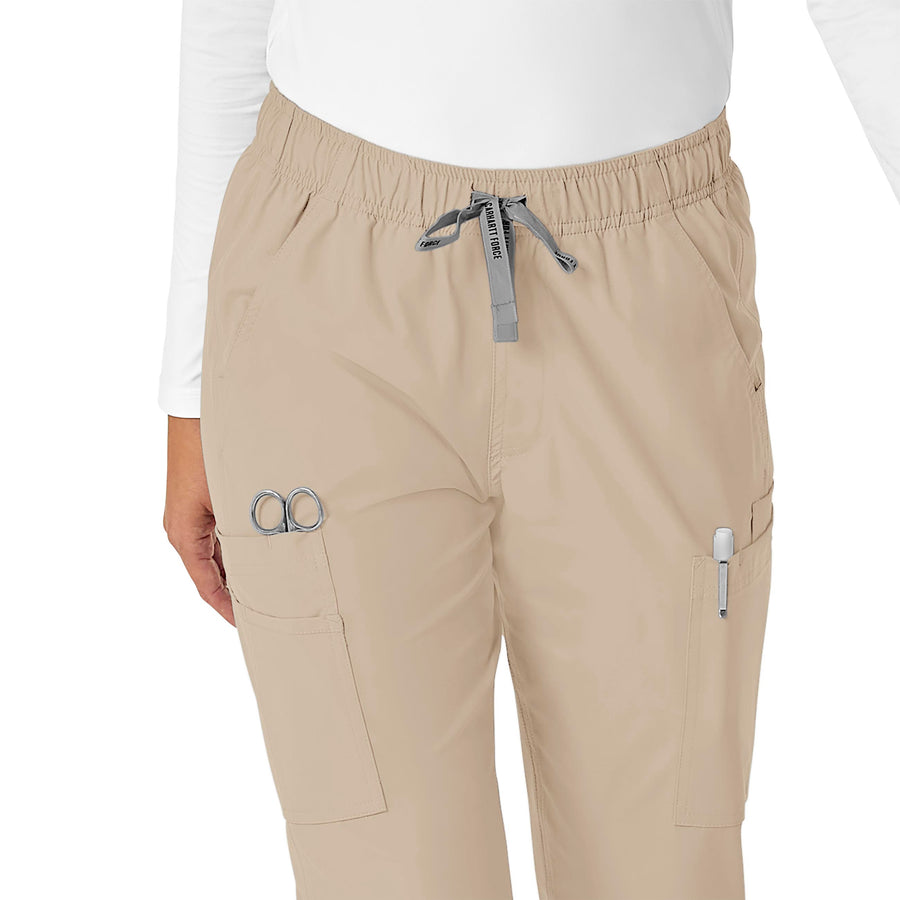 Force Essentials Women's Straight Leg Scrub Pant Khaki front detail