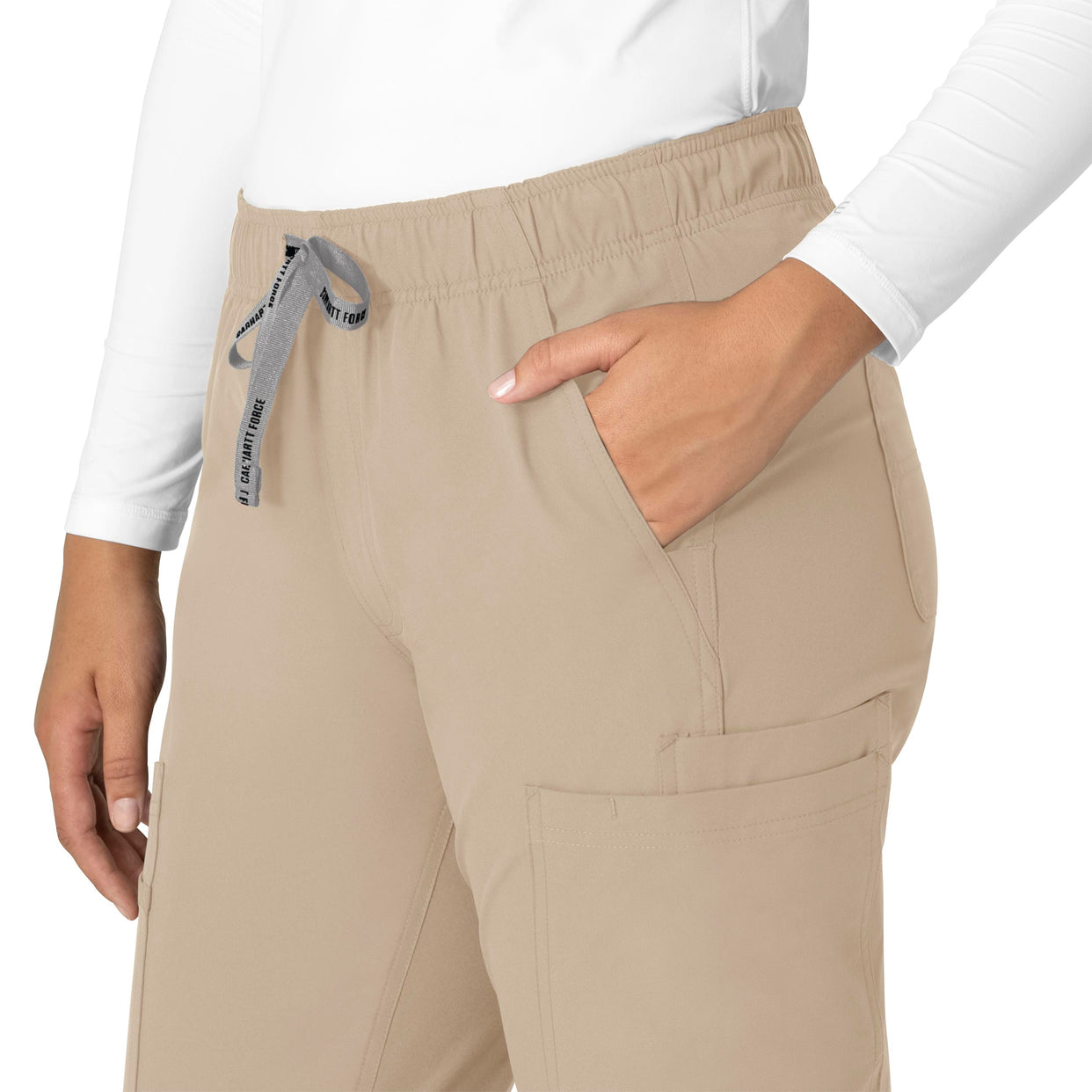 Force Essentials Women's Straight Leg Scrub Pant Khaki side detail 1