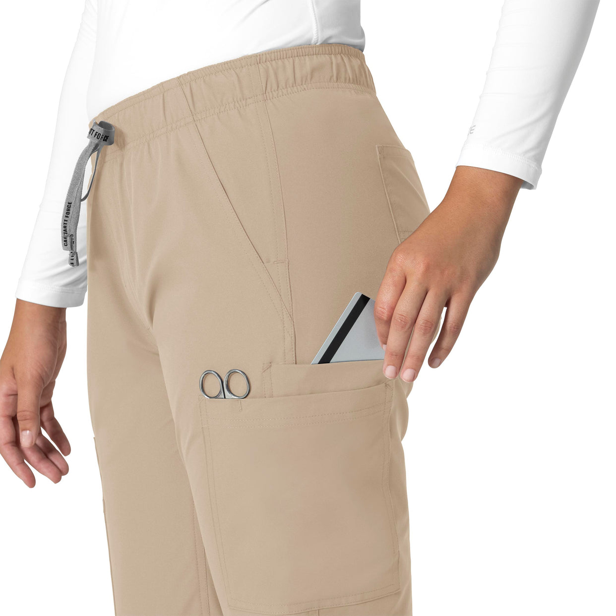 Force Essentials Women's Straight Leg Scrub Pant Khaki side detail 2