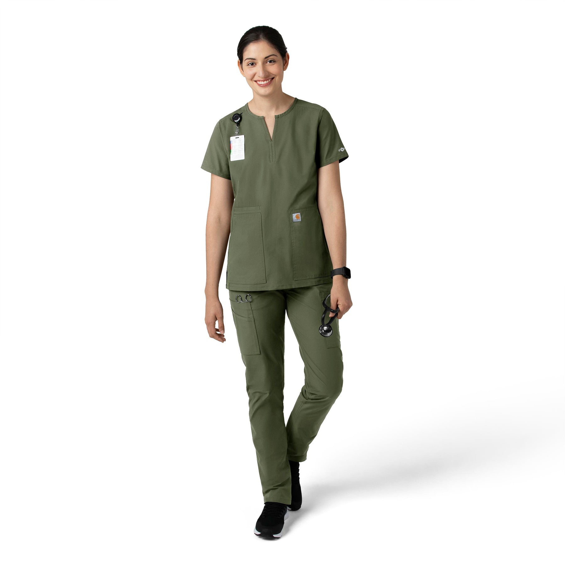 Force Essentials Women's Straight Leg Scrub Pant Olive full scrub set