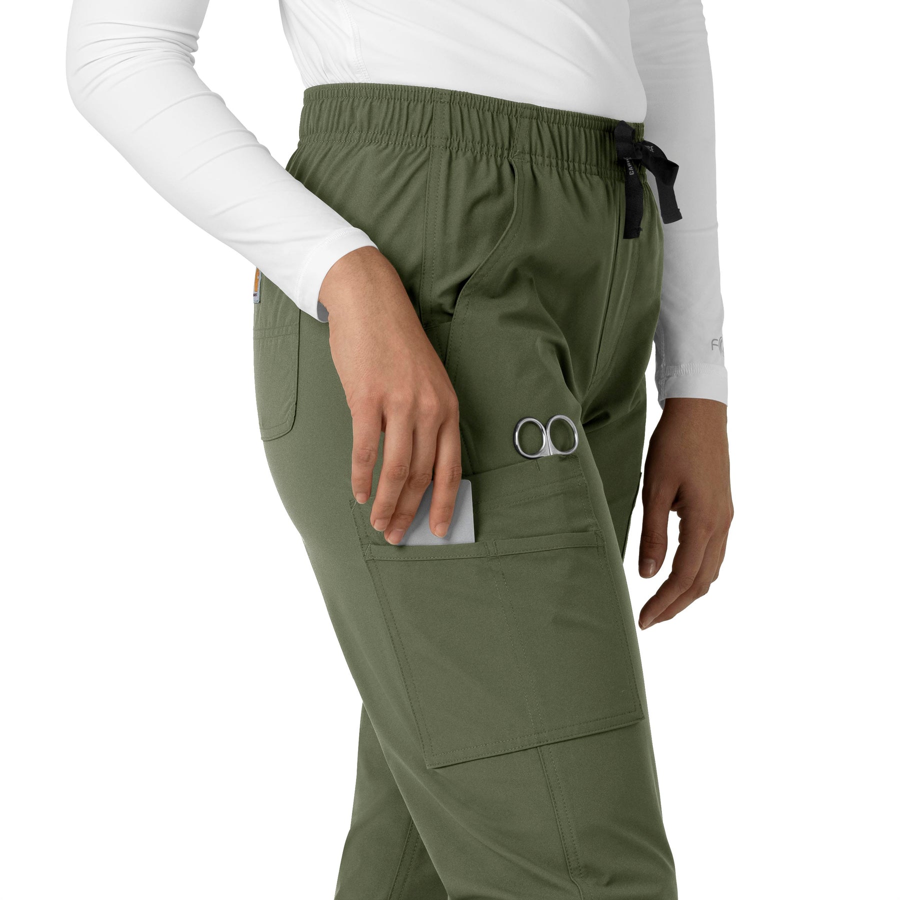 Force Essentials Women's Straight Leg Scrub Pant Olive side detail 1