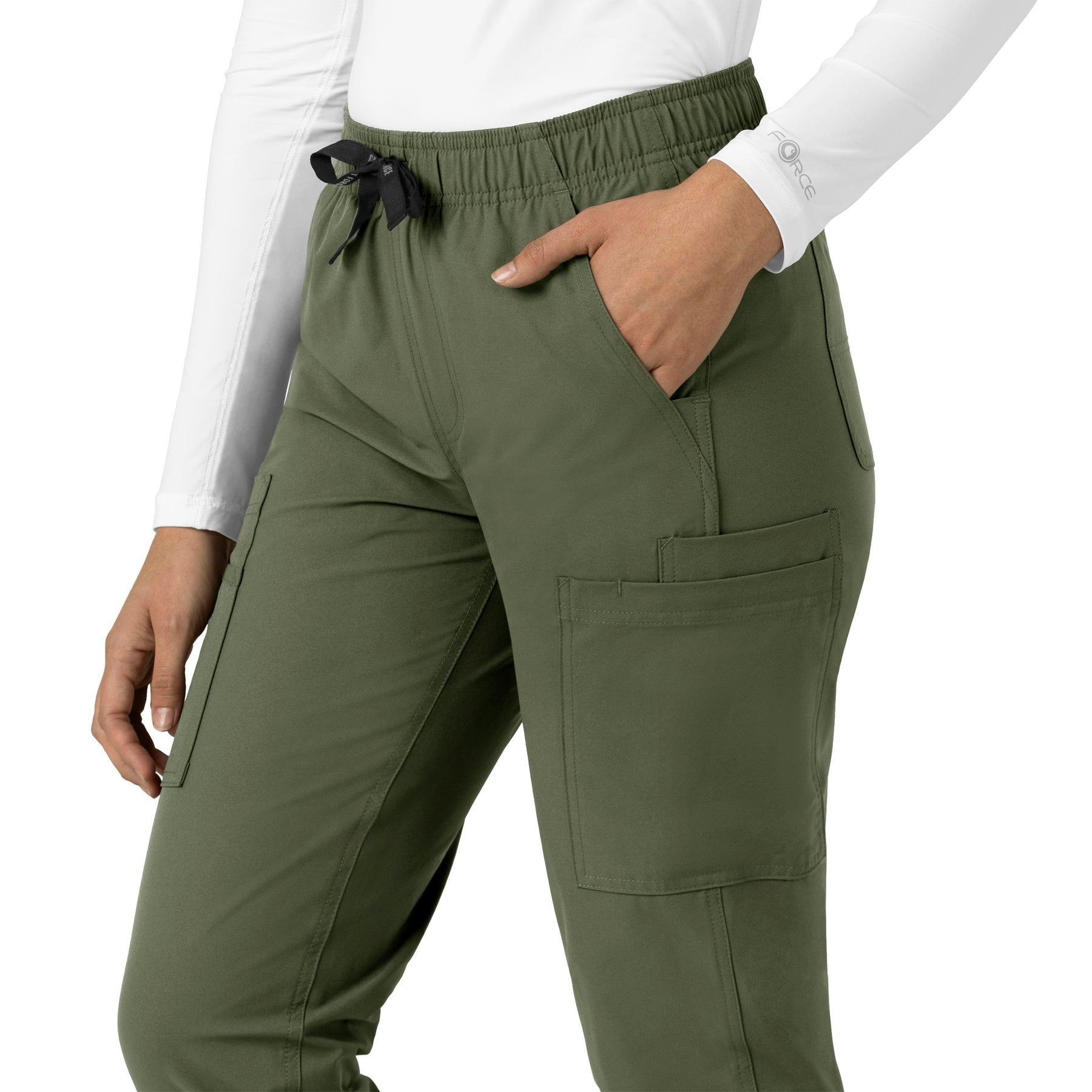 Force Essentials Women's Straight Leg Scrub Pant Olive side detail 2