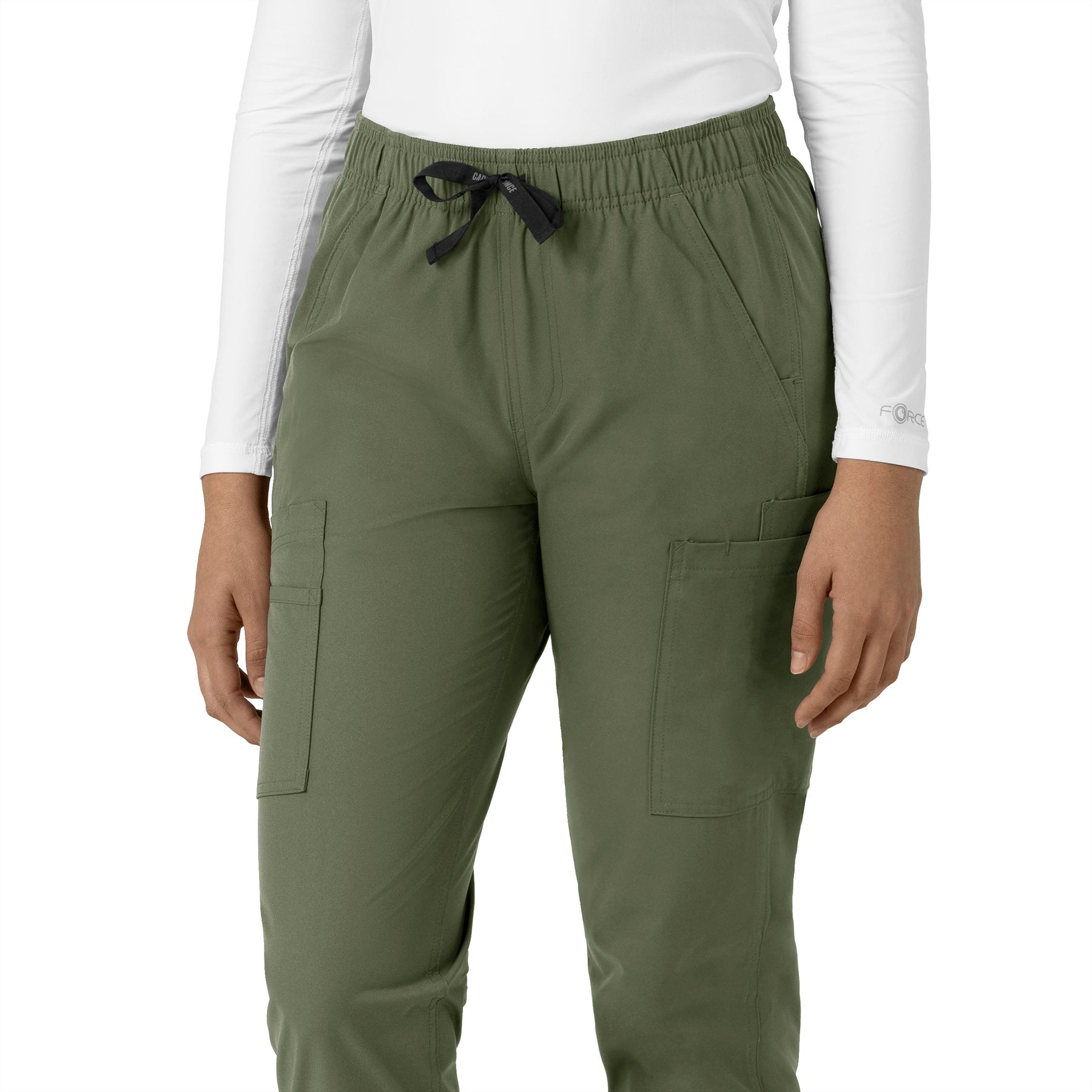 Force Essentials Women's Straight Leg Scrub Pant Olive hemline detail