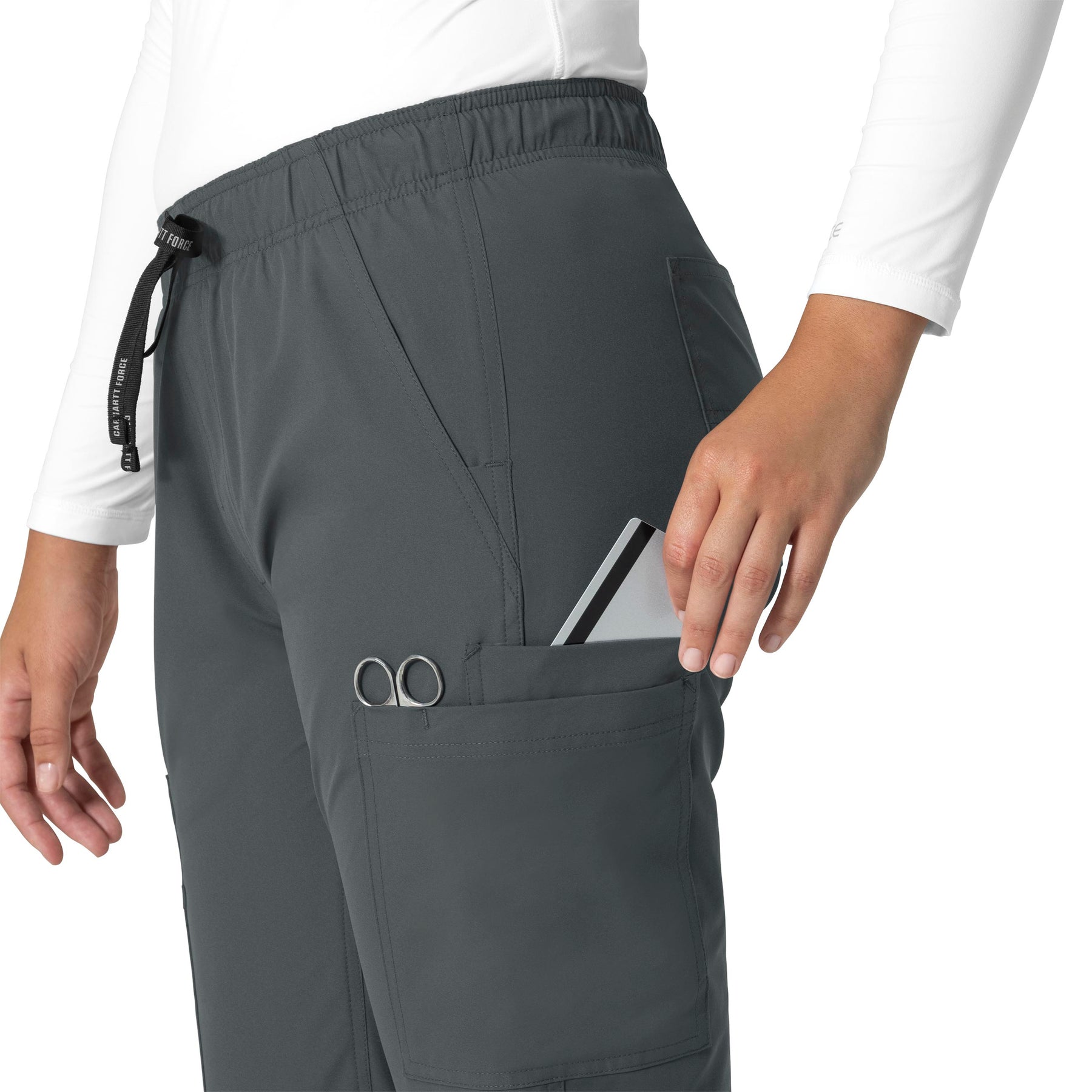 Force Essentials Women's Straight Leg Scrub Pant Pewter side detail 2