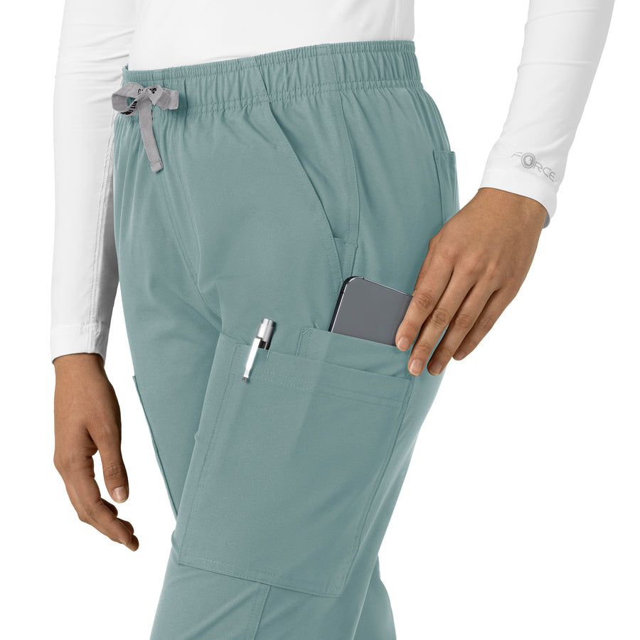 Force Essentials Women's Straight Leg Scrub Pant Summer Blue front detail