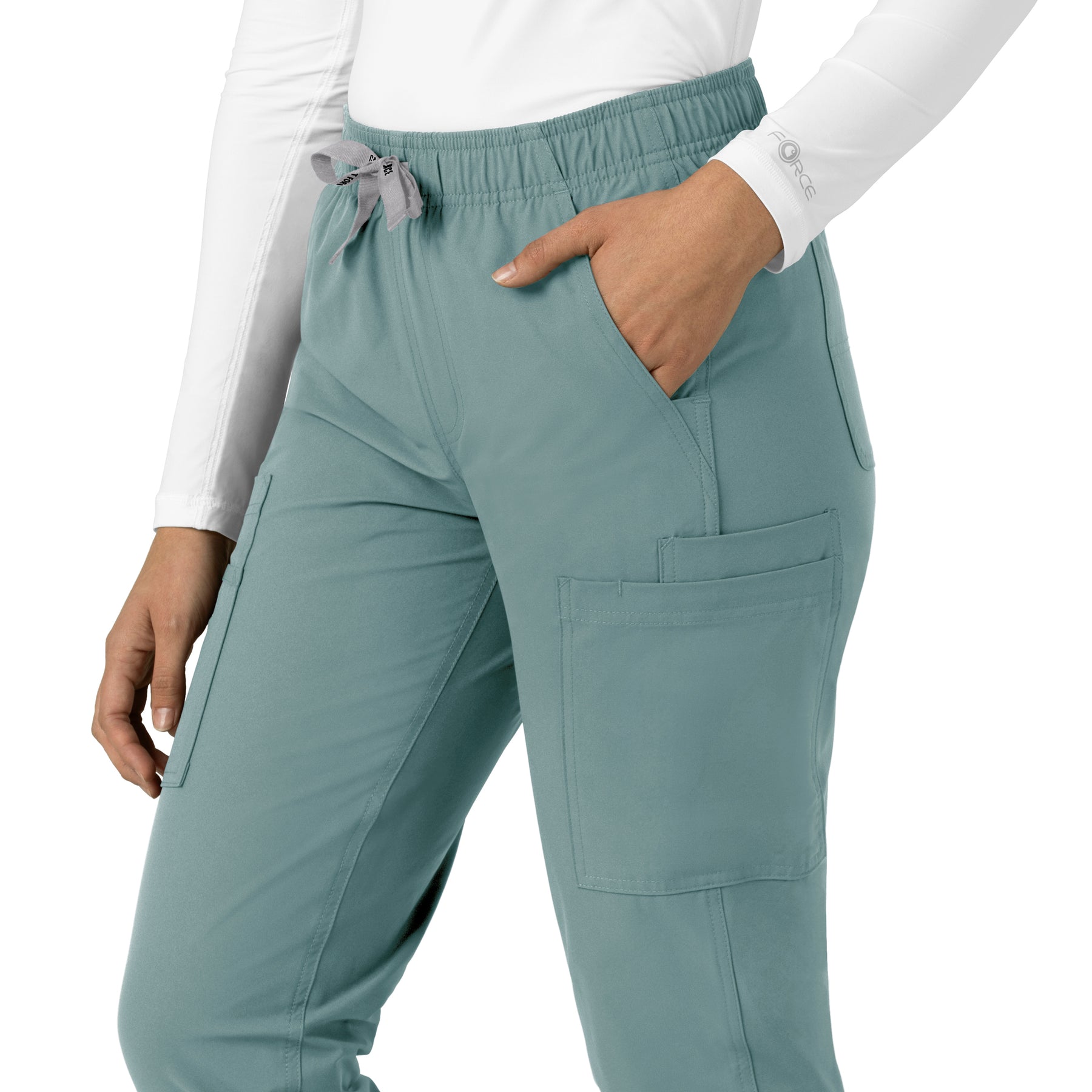 Force Essentials Women's Straight Leg Scrub Pant Summer Blue side detail 2
