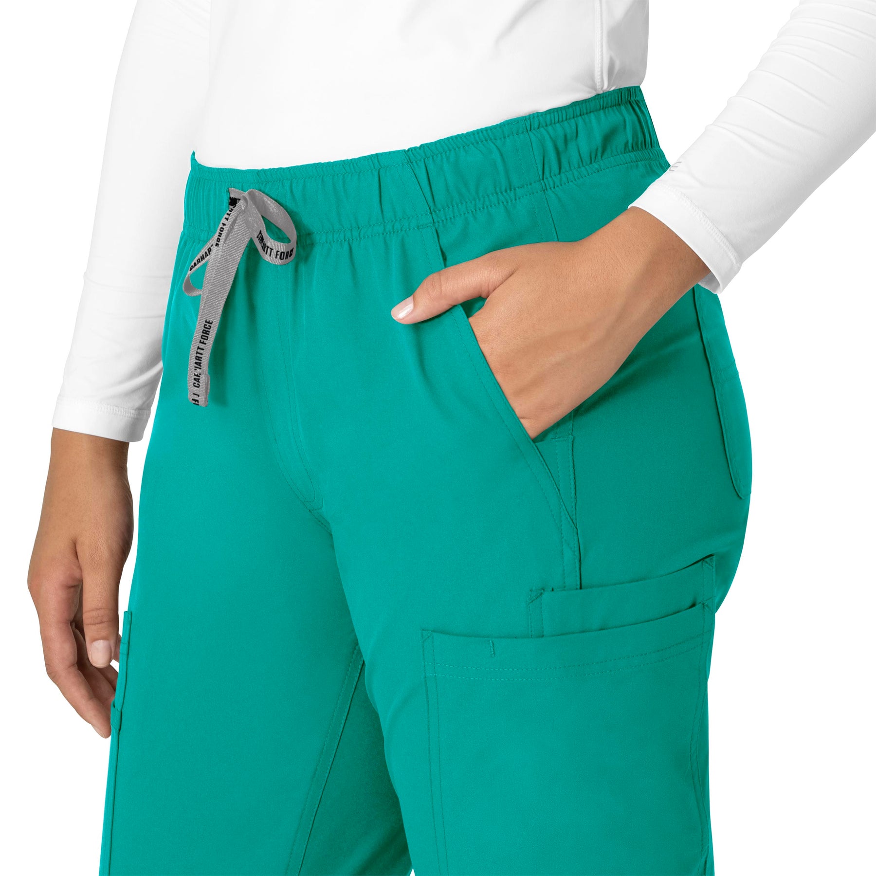 Force Essentials Women's Straight Leg Scrub Pant Teal Blue side detail 1