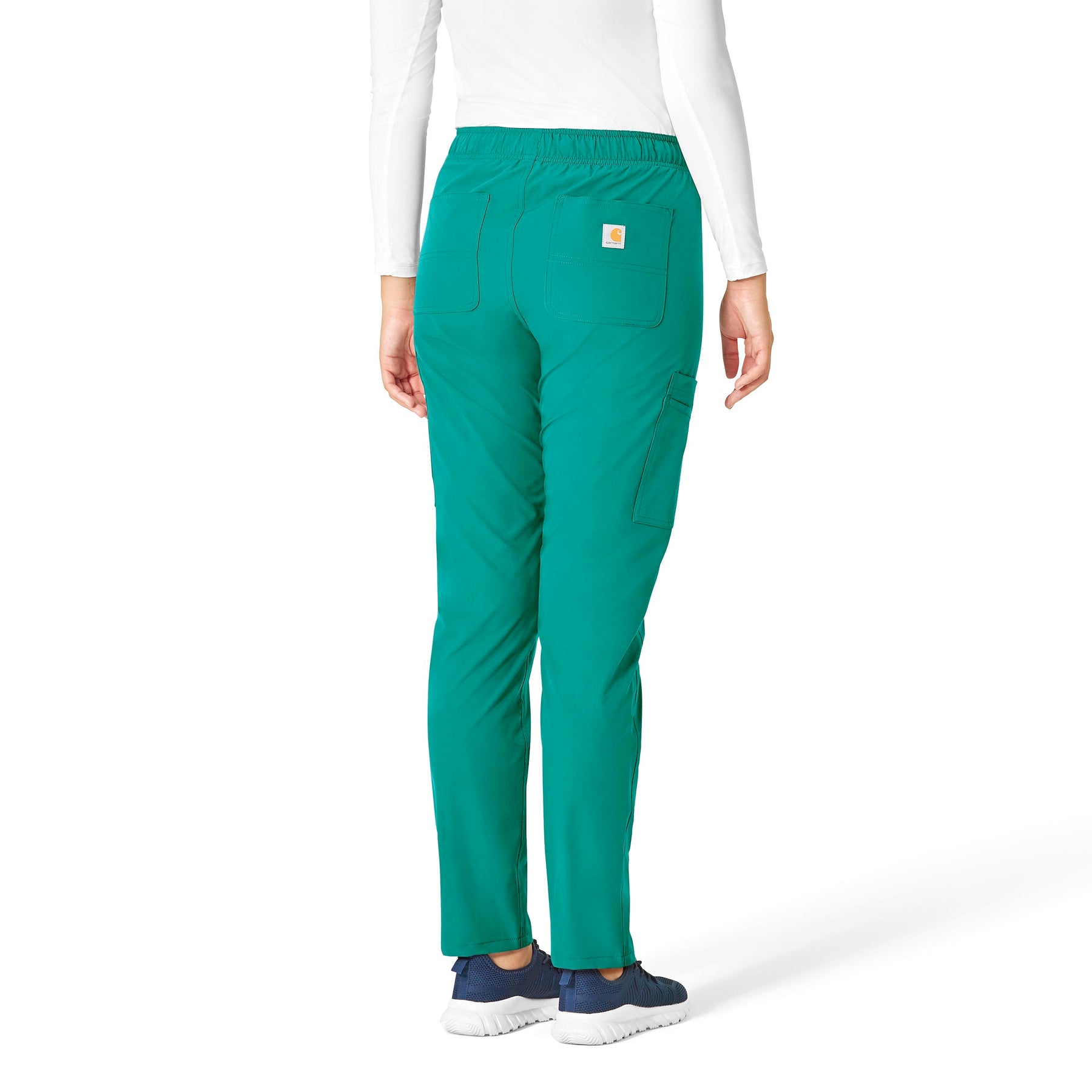 Force Essentials Women's Straight Leg Scrub Pant Teal Blue back view