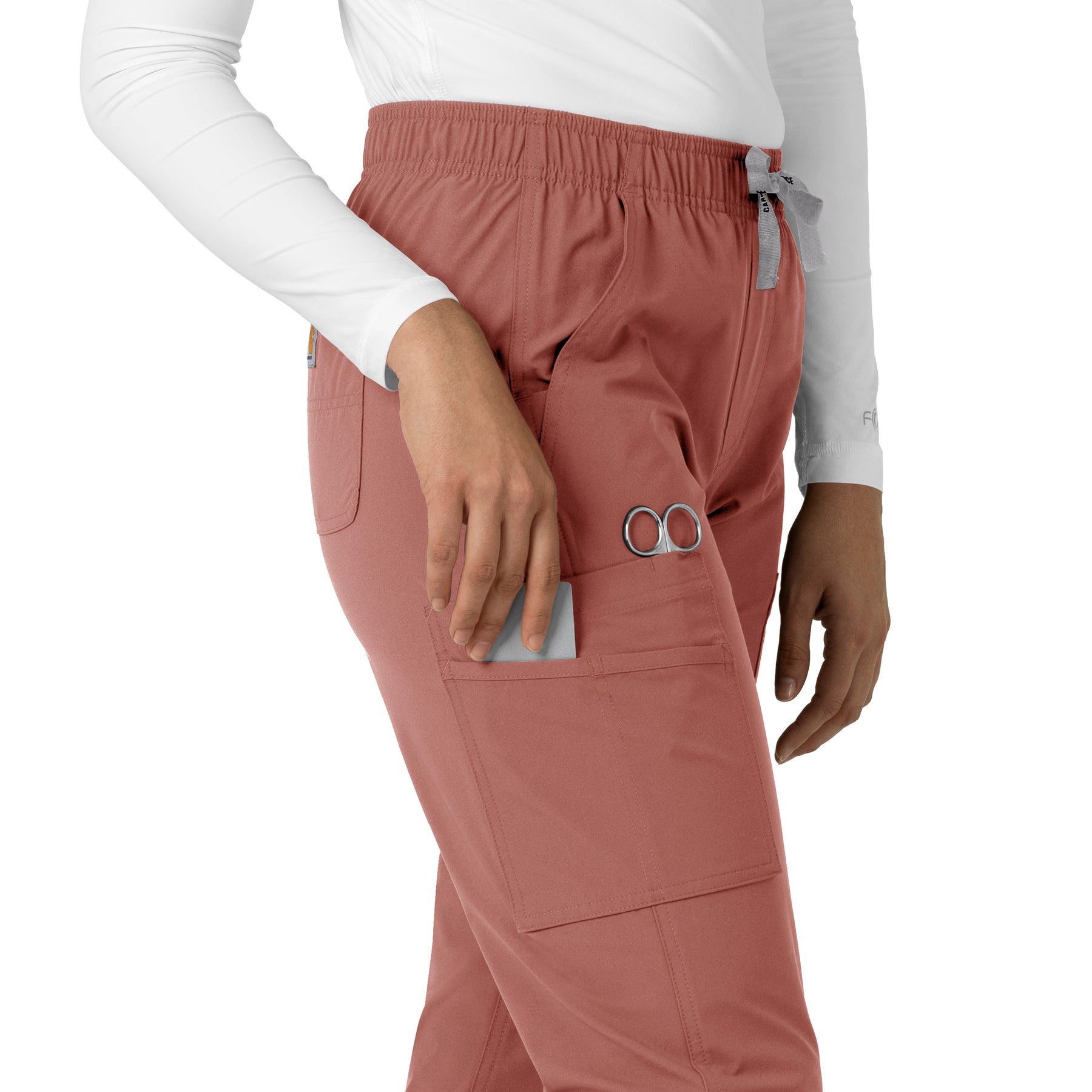 Force Essentials Women's Straight Leg Scrub Pant Wildrose side detail 1
