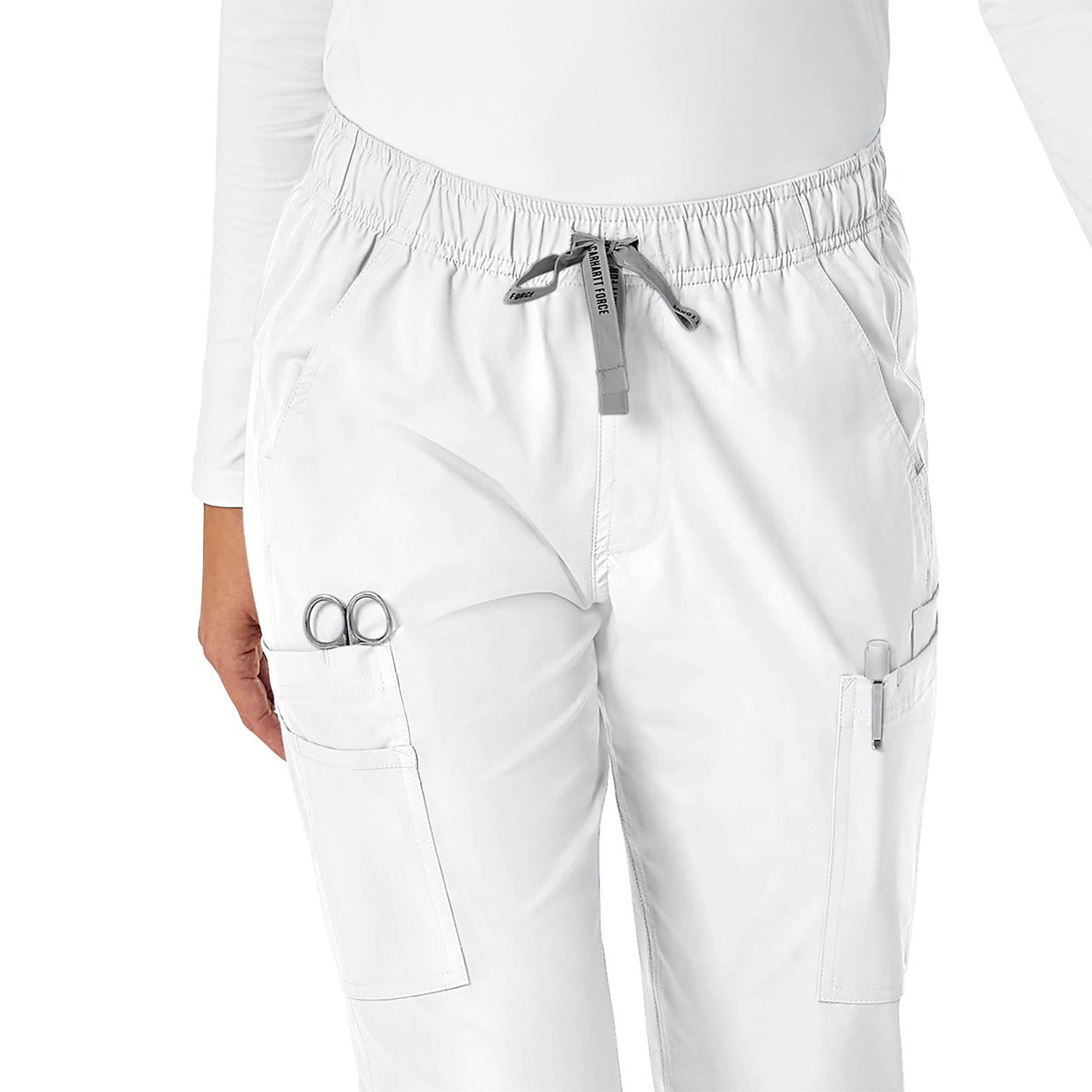 Force Essentials Women's Straight Leg Scrub Pant White front detail