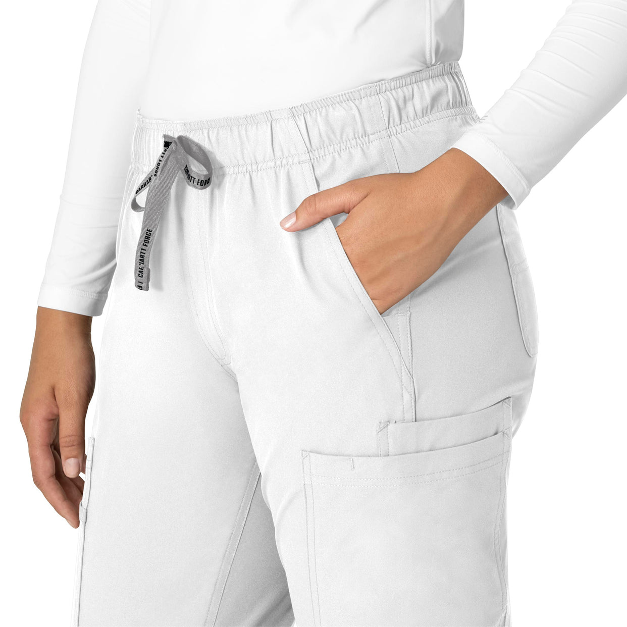 Force Essentials Women's Straight Leg Scrub Pant White side detail 1