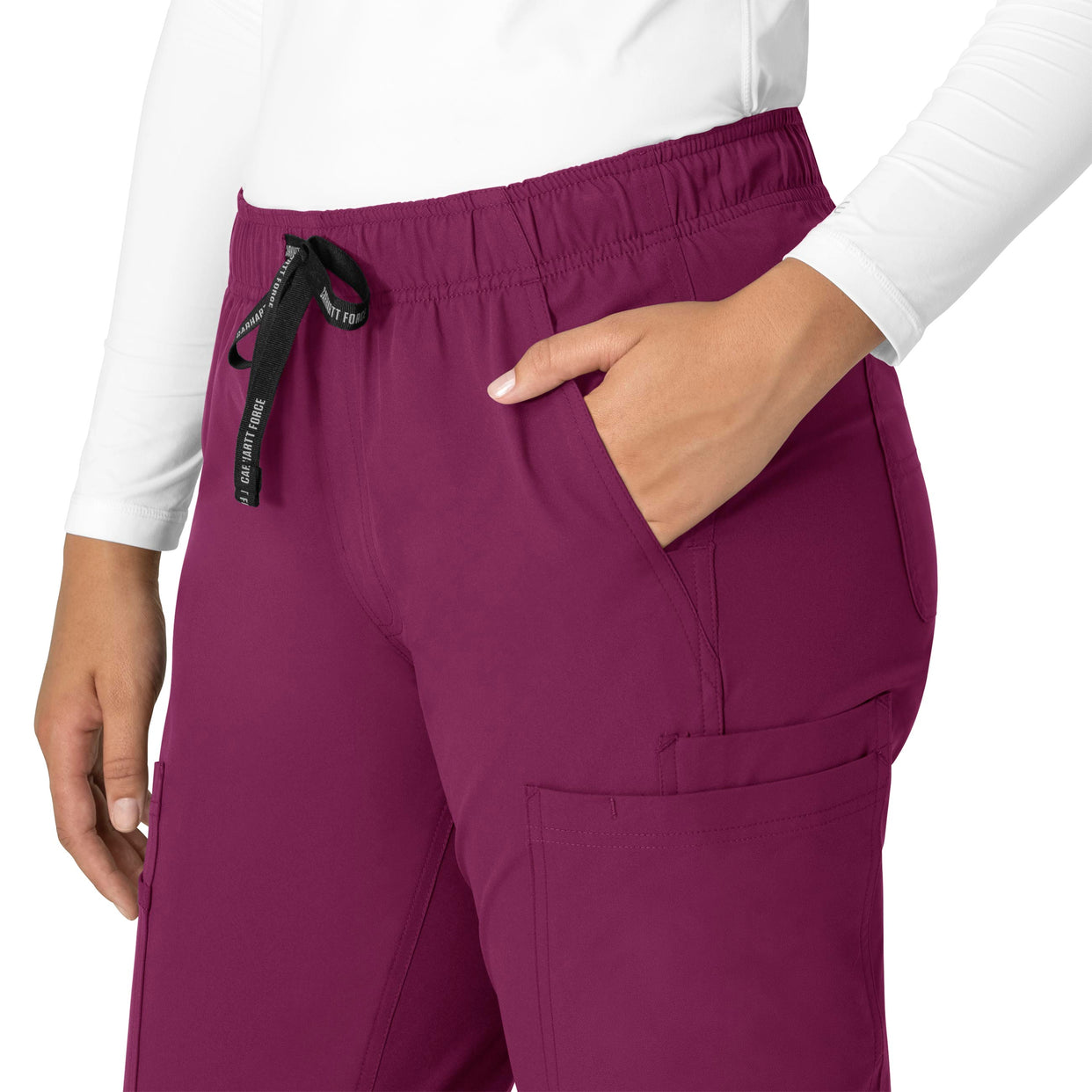 Force Essentials Women's Straight Leg Scrub Pant Wine side detail 1