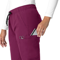 Force Essentials Women's Straight Leg Scrub Pant Wine side detail 2