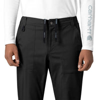 Rugged Flex Ripstop Men's Straight Leg Scrub Pant Black front detail