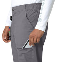 Rugged Flex Ripstop Men's Straight Leg Scrub Pant Pewter hemline detail