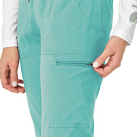 Rugged Flex Peak Women's Cargo Jogger Scrub Pant Aqua Sea hemline detail