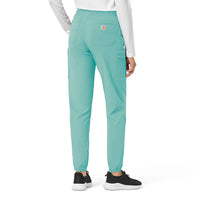 Rugged Flex Peak Women's Cargo Jogger Scrub Pant Aqua Sea back view