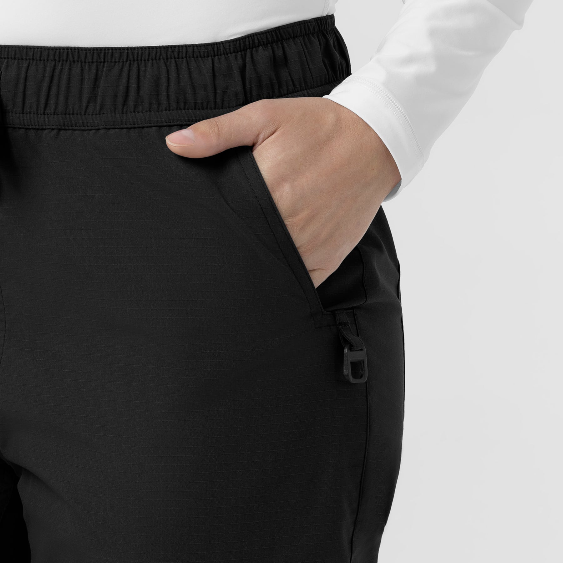 Rugged Flex FLD Women's Ripstop Jogger Scrub Pant Black hemline detail