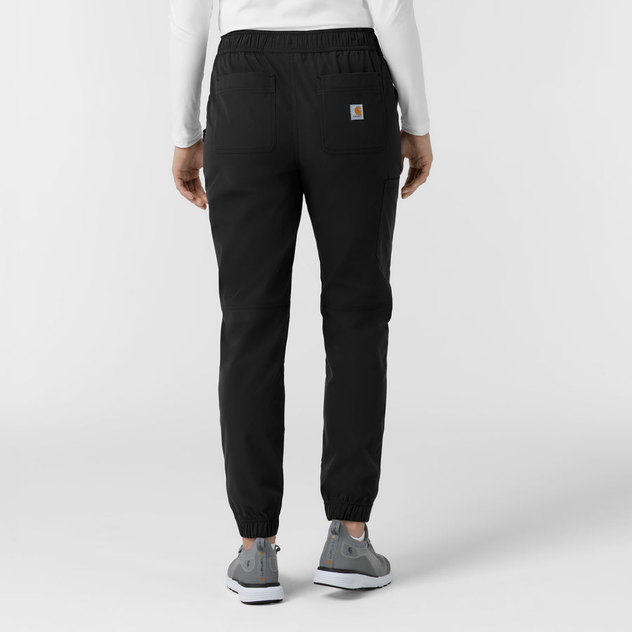 Rugged Flex FLD Women's Ripstop Jogger Scrub Pant Black back view
