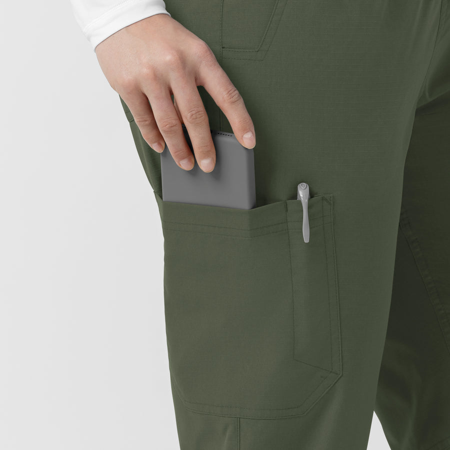 Rugged Flex FLD Women's Ripstop Jogger Scrub Pant Olive side detail 1