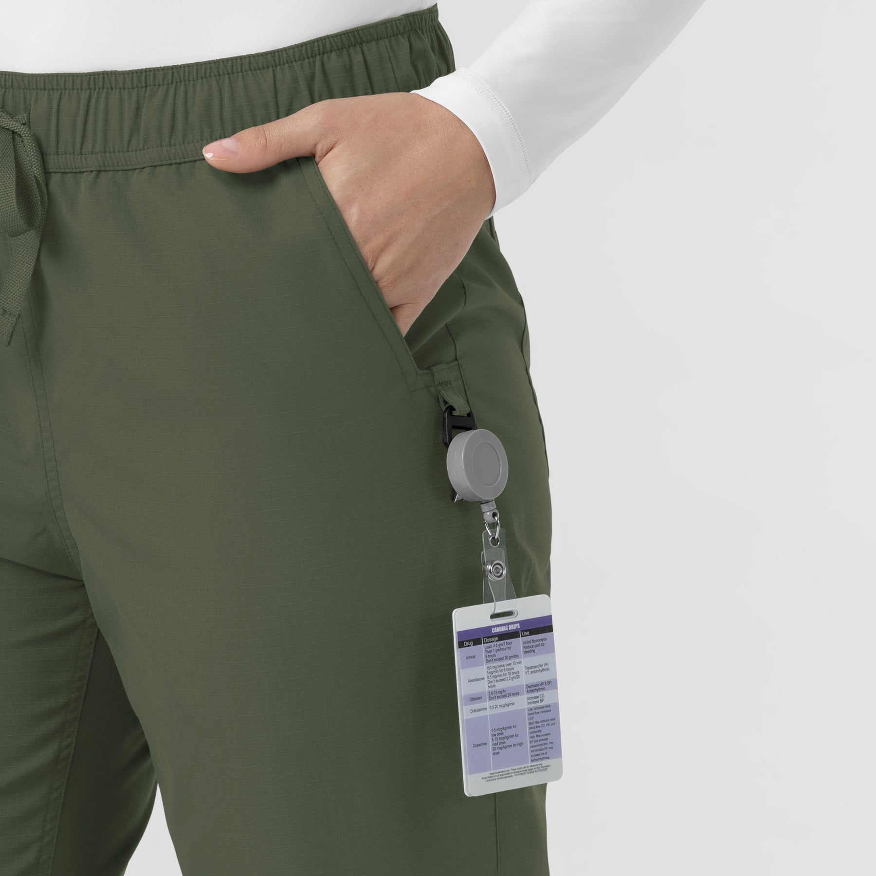 Rugged Flex FLD Women's Ripstop Jogger Scrub Pant Olive side detail 2