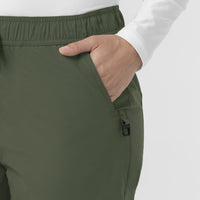 Rugged Flex FLD Women's Ripstop Jogger Scrub Pant Olive hemline detail