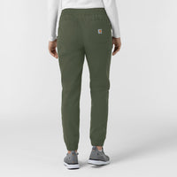 Rugged Flex FLD Women's Ripstop Jogger Scrub Pant Olive back view