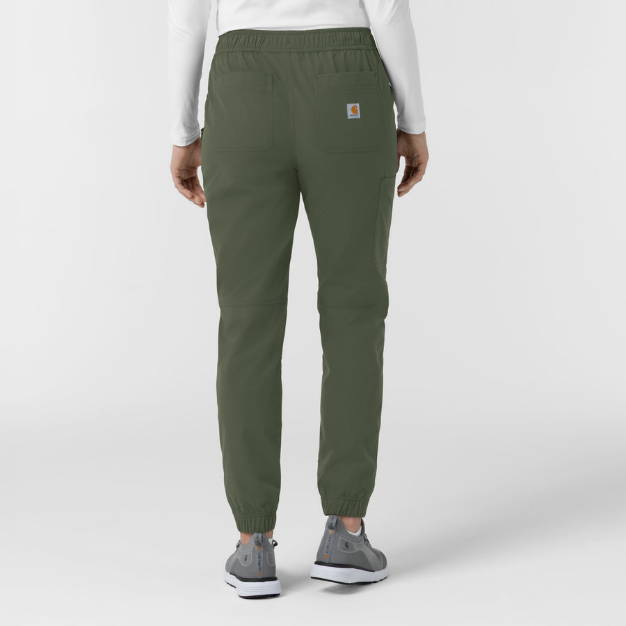 Rugged Flex FLD Women's Ripstop Jogger Scrub Pant Olive back view
