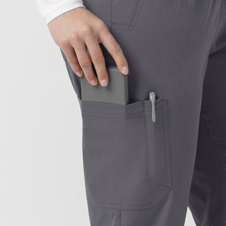 Rugged Flex FLD Women's Ripstop Jogger Scrub Pant Pewter side detail 1