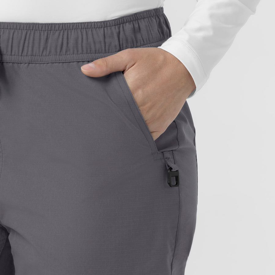 Rugged Flex FLD Women's Ripstop Jogger Scrub Pant Pewter hemline detail