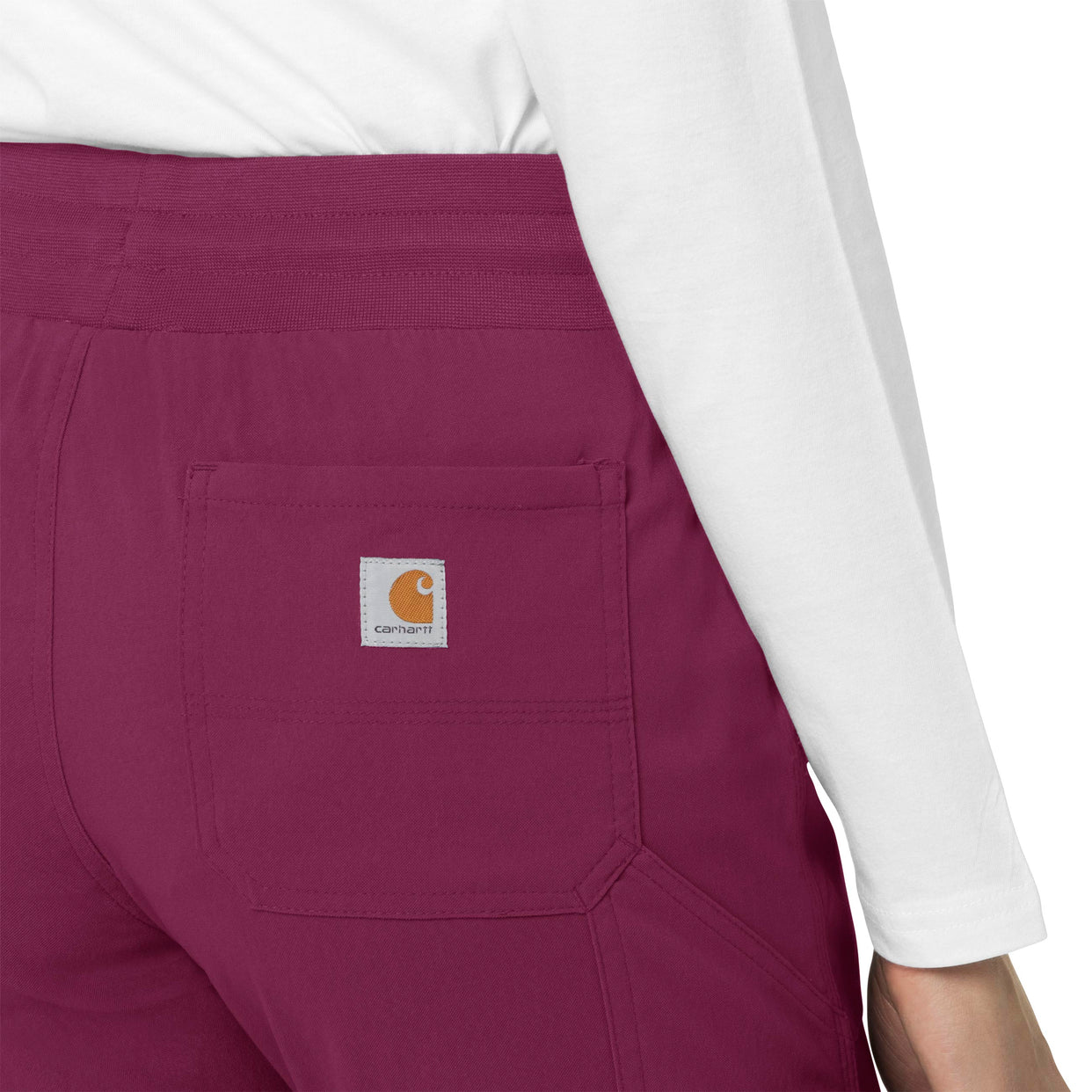 Rugged Flex Peak Women's Slim Leg Scrub Pant Wine hemline detail