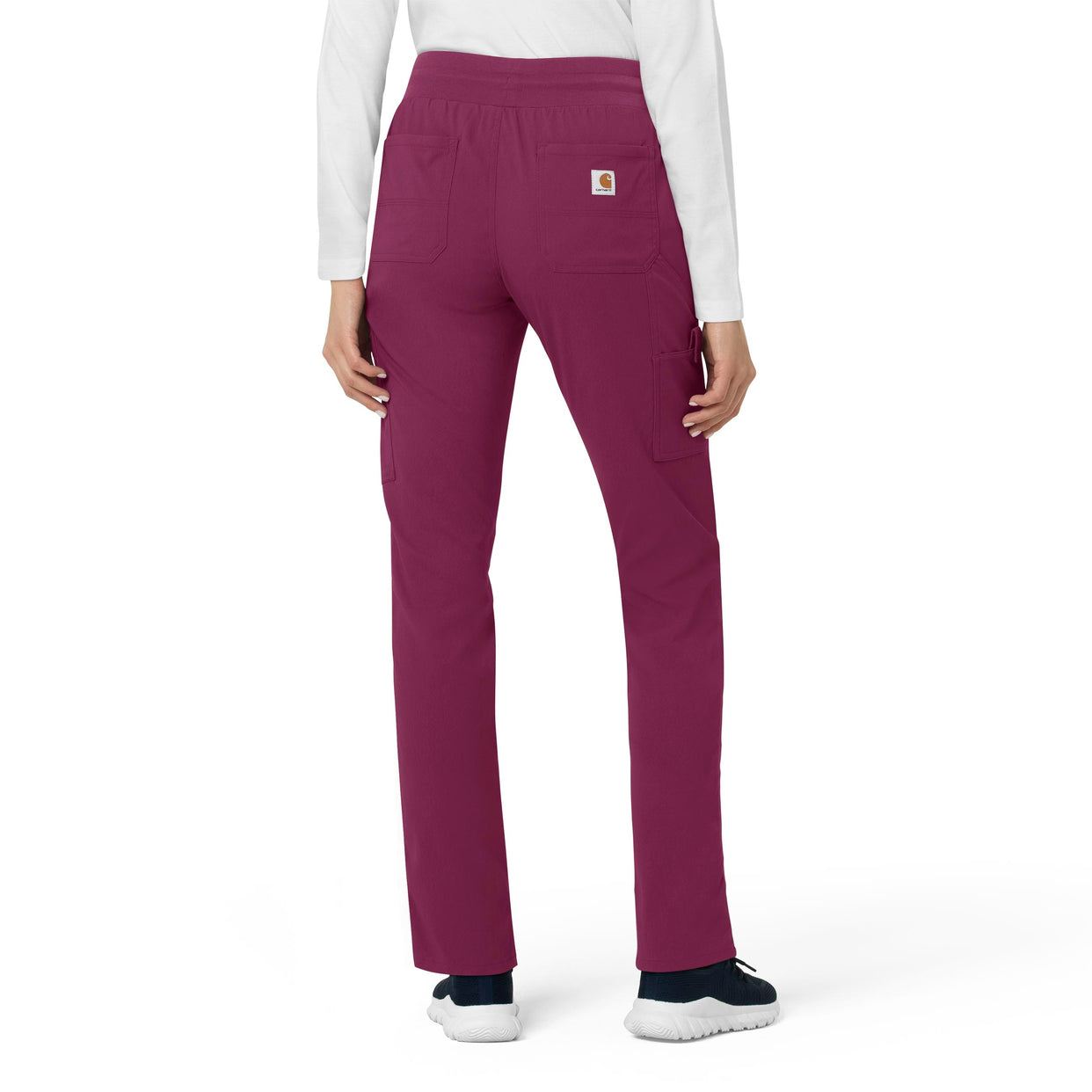 Rugged Flex Peak Women's Slim Leg Scrub Pant Wine back view