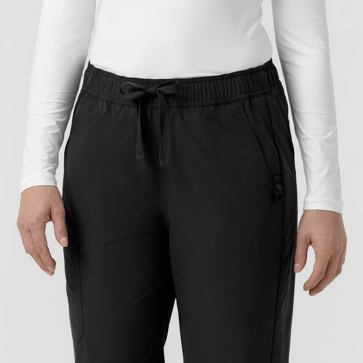 Rugged Flex FLD Women's Ripstop Bootcut Cargo Scrub Pant Black back detail