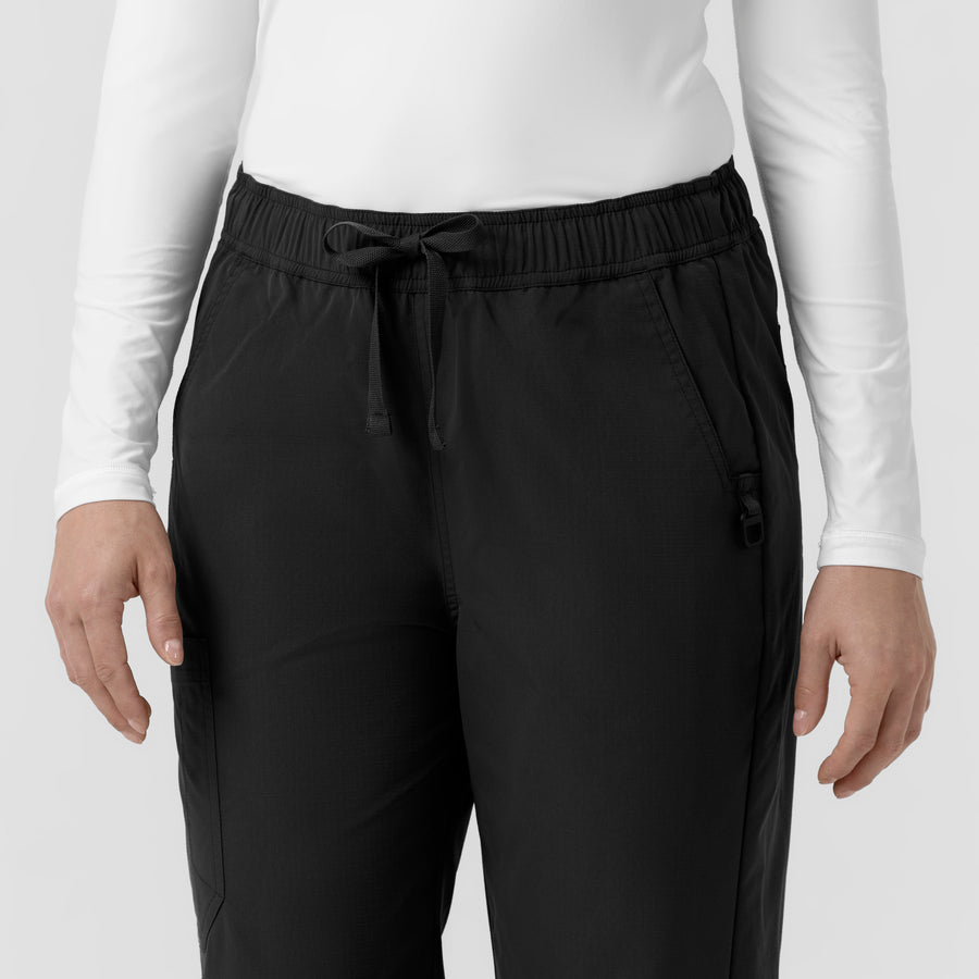Rugged Flex FLD Women's Ripstop Bootcut Cargo Scrub Pant Black back detail
