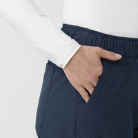 Rugged Flex FLD Women's Ripstop Bootcut Cargo Scrub Pant Navy hemline detail