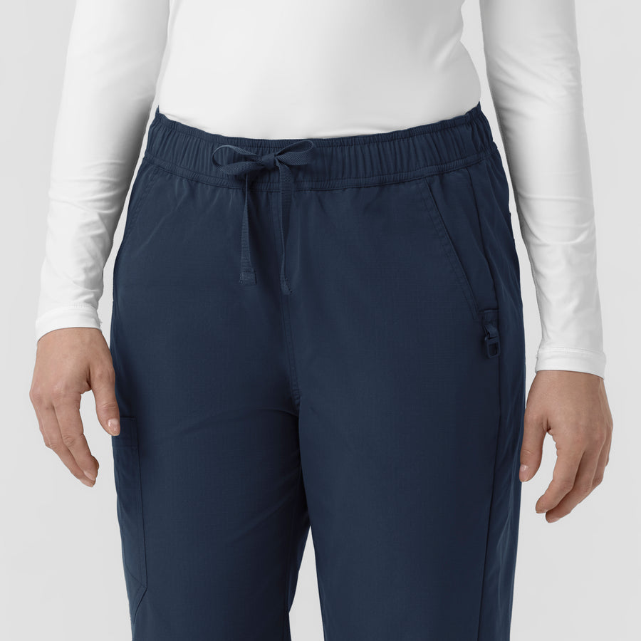 Rugged Flex FLD Women's Ripstop Bootcut Cargo Scrub Pant Navy back detail